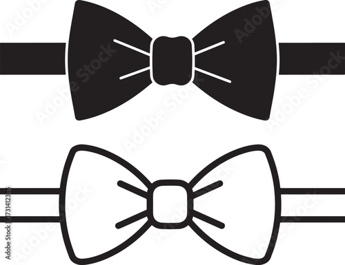 Two bow tie silhouettes black and white