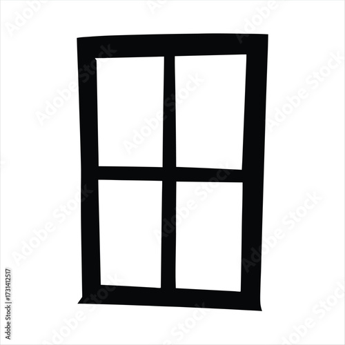 Simple four pane window graphic in black and white sketch style