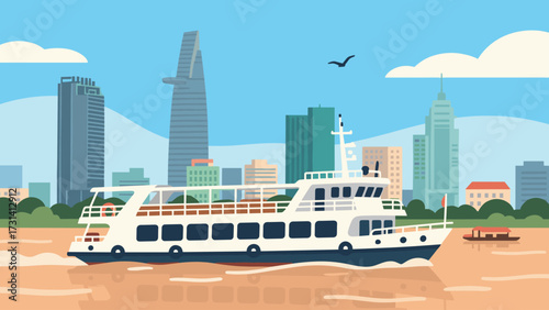 River Cruise in a Modern Cityscape