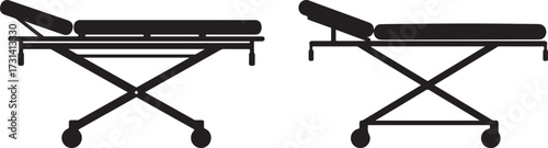 Two medical stretcher beds silhouette