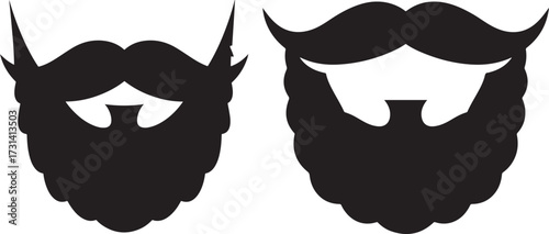 Two distinctive beard and mustache styles silhouette