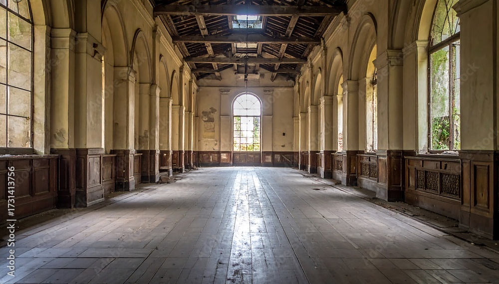 Fototapeta premium Abandoned Hallway Interior.