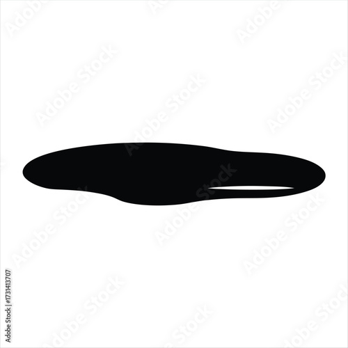 Black Silhouette of a Liquid Spill on a White Isolated Background