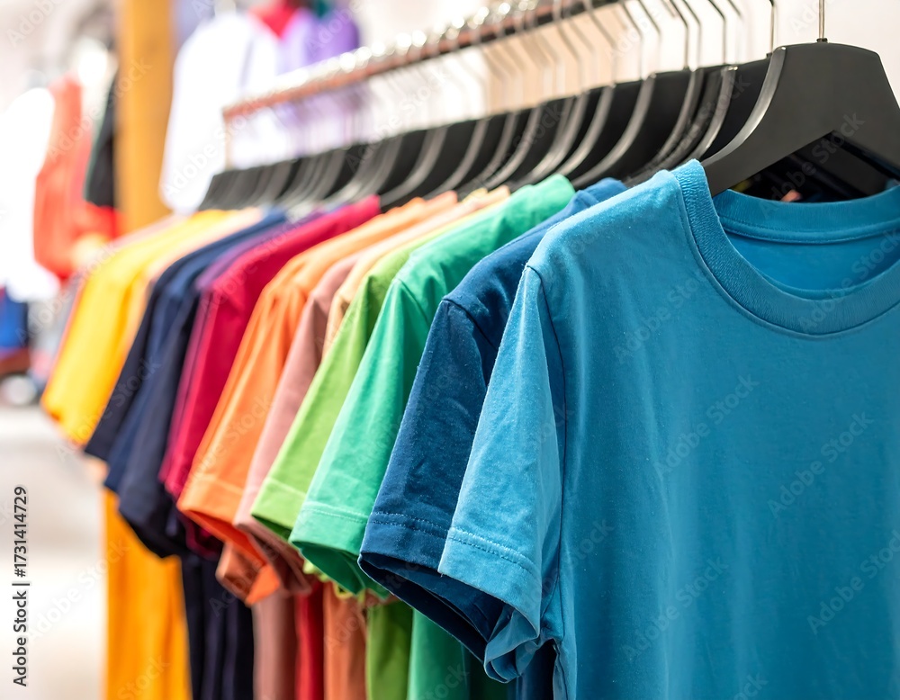 Obraz premium Colorful T-Shirts on Display.