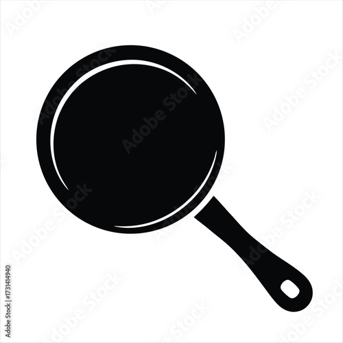 Simple solid black illustration of a nonstick skillet with handle