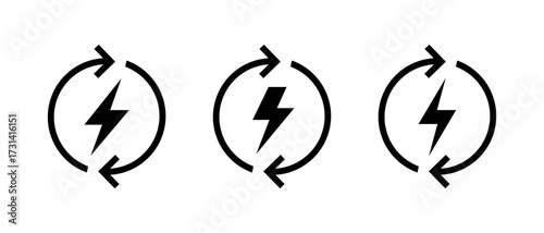 Renewable energy loop icon. Electricity recharge symbol for power, charge, and sustainability