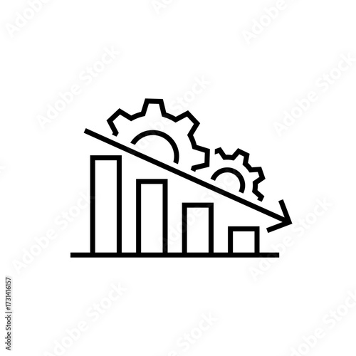 Business performance decline icon. Productivity drop and process efficiency loss symbol