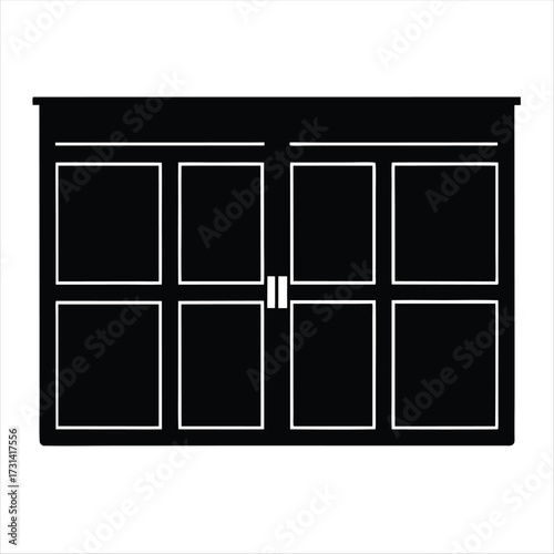Silhouette of a closet with sliding doors, a storage solution for organization