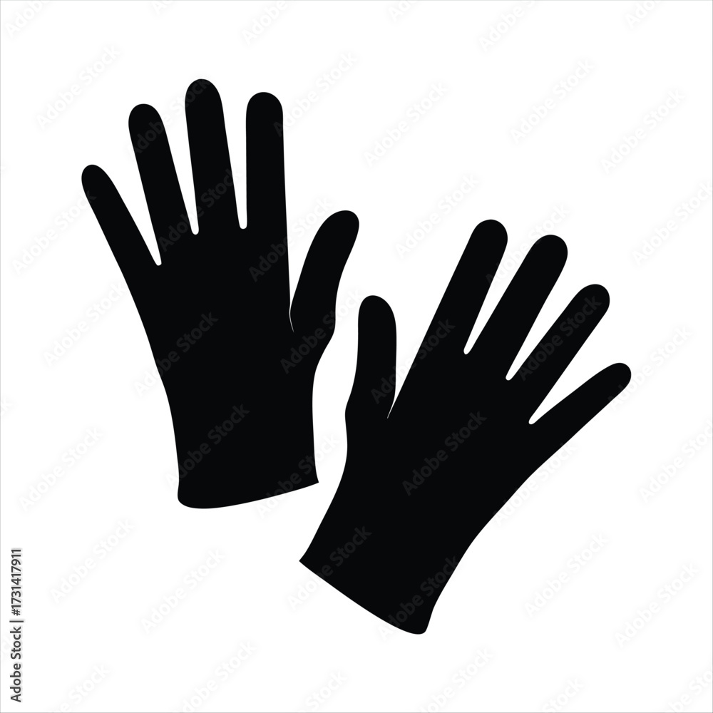 Obraz premium Pair of black silhouette gloves vector icon