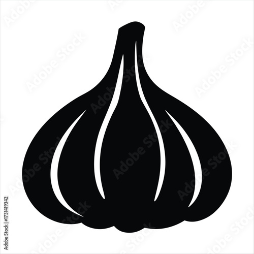 Monochrome illustration of a garlic bulb highlighting its segmented structure