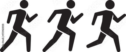 Three running figures silhouette