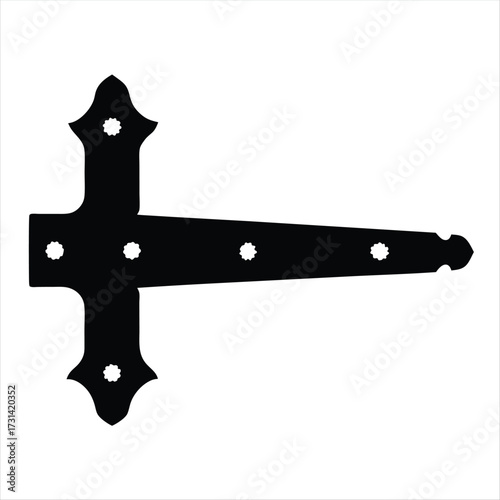 Detailed Black and White Image of an Ornate Decorative Door Hinge