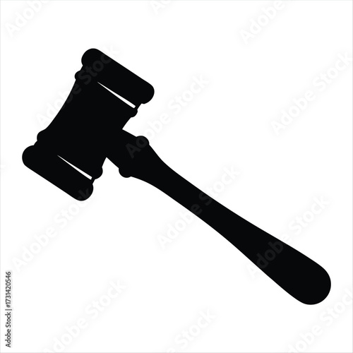 Black silhouette of a gavel, representing law, order, and justice system