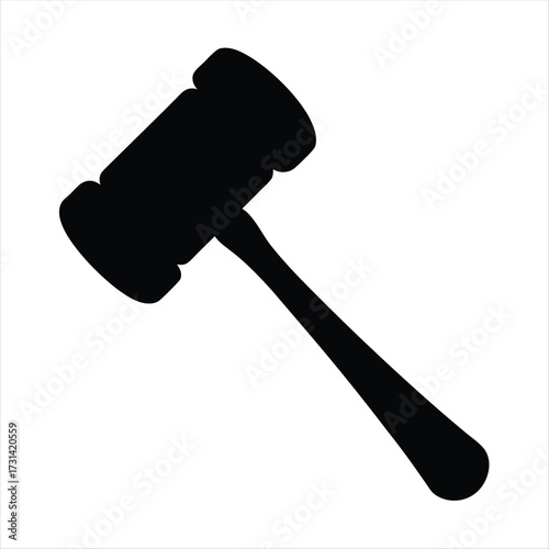 Silhouette of a Gavel on a White Background Representing Justice