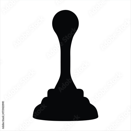 Stylized black and white abstract silhouette resembling a pawn chess piece