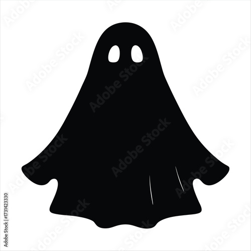 A spooky and minimalist black ghost image for Halloween decorations or design