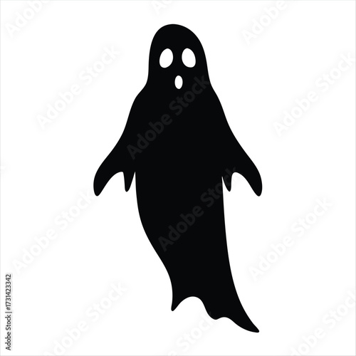 Simple Halloween Ghost Illustration Floating With Three Ovals as Eyes and Mouth