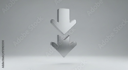 Wallpaper Mural Two metallic arrows pointing down indicating download isolated on white background Torontodigital.ca