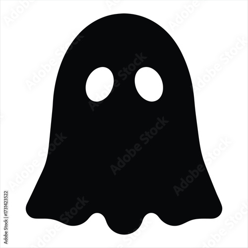 Simple vector illustration of a cartoon ghost with big round eyes