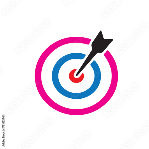Target icon, Darts icon, Hitting the bullseye icon, archery target symbol, modern design, vector illustration eps 10.