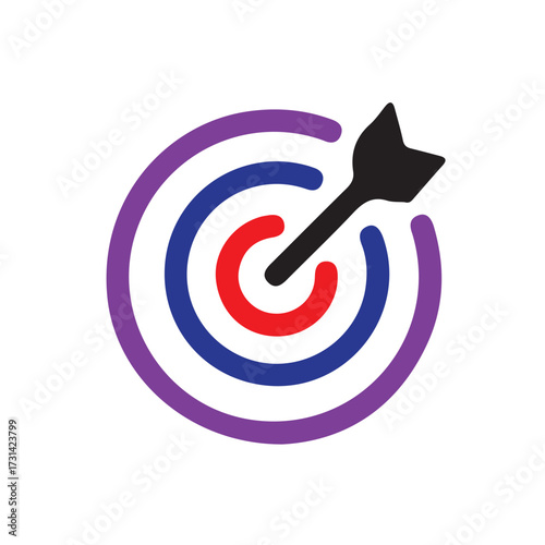 Target icon, Darts icon, Hitting the bullseye icon, archery target symbol, modern design, vector illustration eps 10.