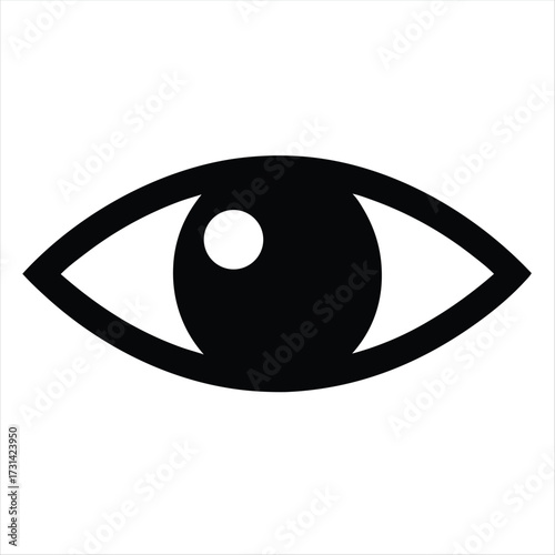 Stylized Single Eye Icon in Black and White Minimalist Design