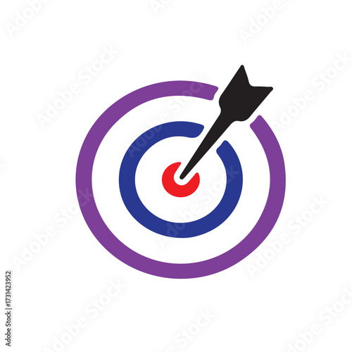 Target icon, Goal symbol collection, Simple target with arrow,  Darts icon, Hitting the bullseye icon, vector illustration eps 10.