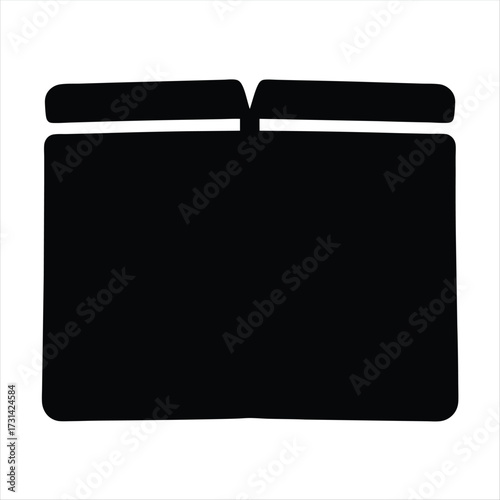 Simplified black and white illustration of a bed with two pillows