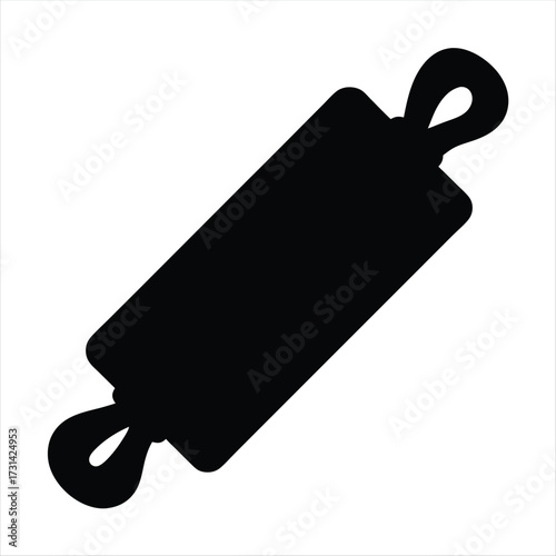 Illustration of a black rolling pin used for baking or cooking