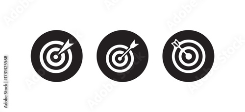 Target icon, Goal symbol collection, Simple target with arrow,  Darts icon, Hitting the bullseye icon, vector illustration eps 10.