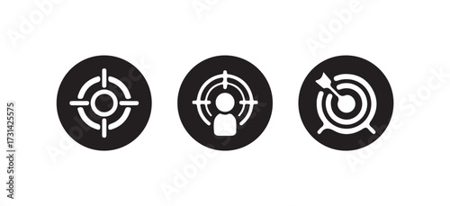 Target icon set, crosshair, bullseye vector, precision, accuracy, and focus icon, Target and Goal abstract Vector icon, Vector illustration EPS 10.