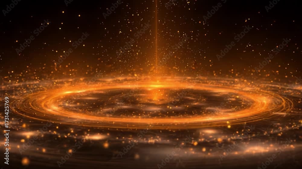 A Mesmerizing Display of Radiant Energy and Vivid Particles Creates a Stunning Visual Effect in Vibrant Golden Hues, Capturing the Essence of Dynamic Movement and Cosmic Inspiration