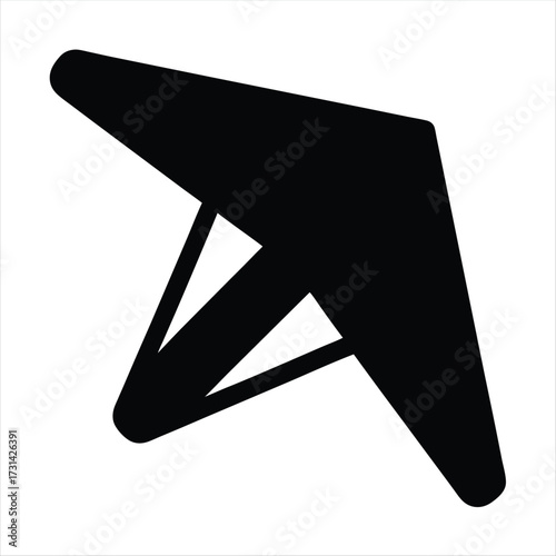 Simple Black and White Hang Gliding Icon, Illustration of Gliding Activity