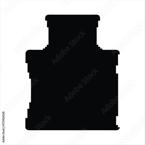 Stylized Black Silhouette of a Perfume Bottle on a White Background