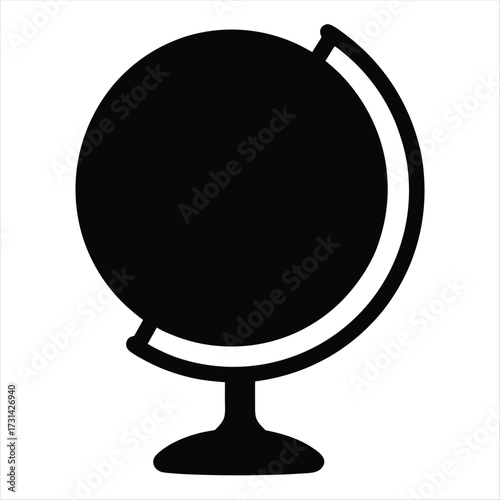 Silhouette of a classic globe on a stand represents learning and exploration
