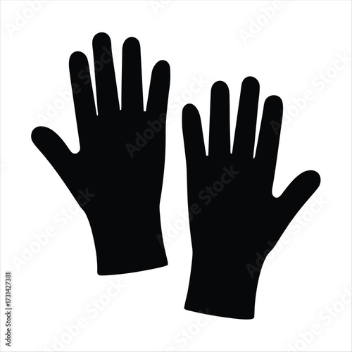 Pair of black protective gloves for safety and hygiene purposes