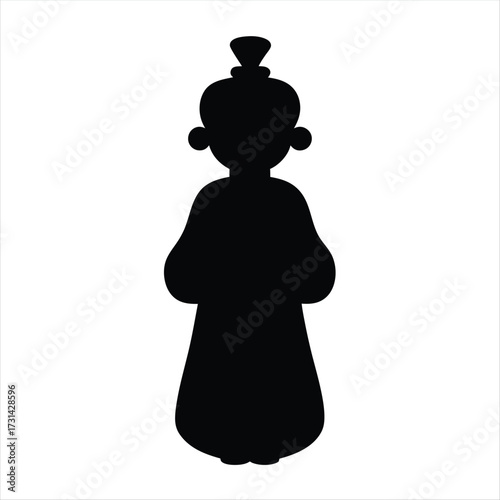 Black Silhouette of a Traditional Chinese Emperor Figure Vector