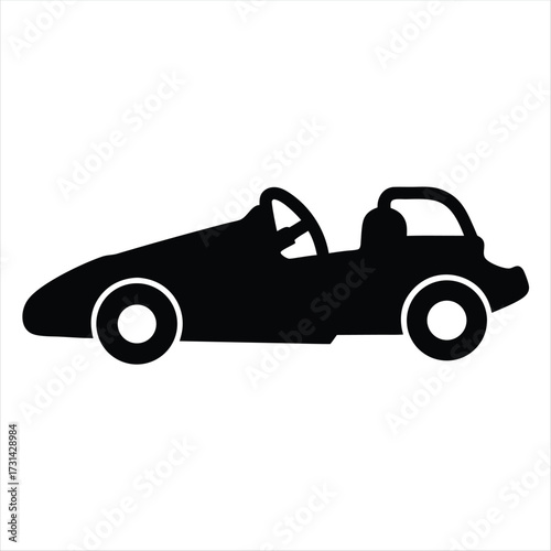 Silhouette of a vintagestyle twoseater race car with open cockpit design