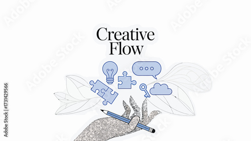 Creative Flow concept visualizing brainstorming, ideas, solutions, and innovation for business success, inspiring visual communication and design for modern branding