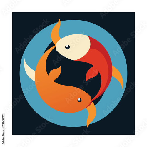 Pisces Zodiac Symbol with Two Koi Fish astrology horoscope