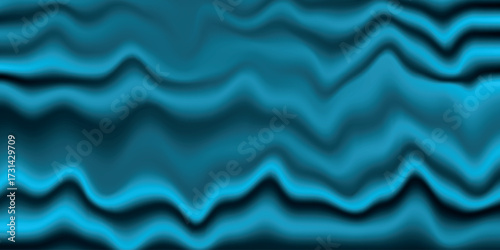 Silk blue background. Abstract vector pattern with copy space. Liquid wave texture, smooth drapery wallpaper. Wedding fabric, satin. Wavy design for banner, card, postcard, backdrop.