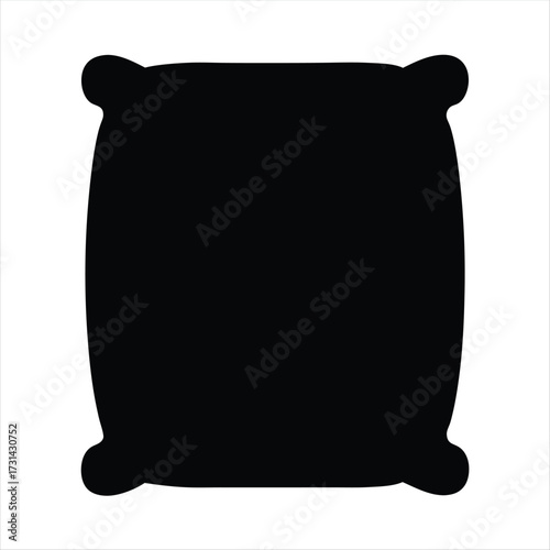 Silhouette of a Decorative Cushion or Pillow with Rounded Edges on White