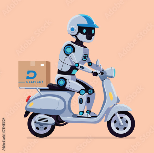 AI Robot Riding Scooter for Last-Mile Delivery