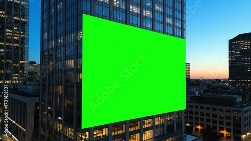 Modern Building Digital Projection Mockup with Green Screen