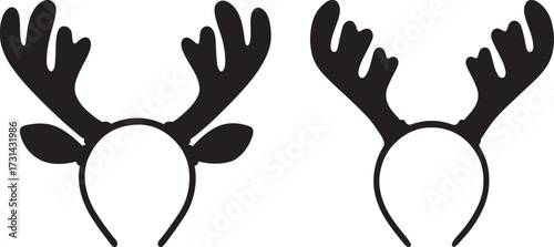 Two black reindeer antler headbands silhouette