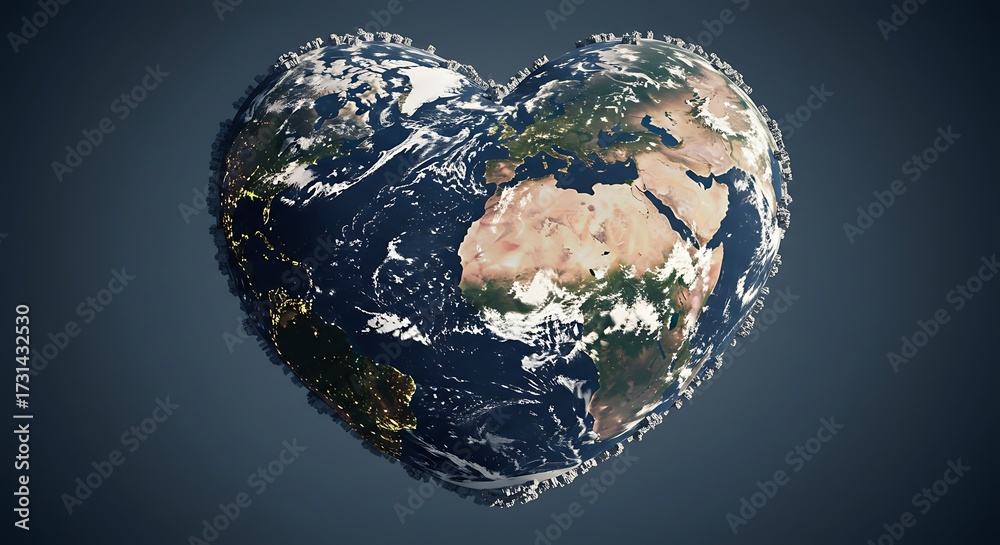 Fototapeta premium Heart shaped earth globe symbolizing love and environmental awareness