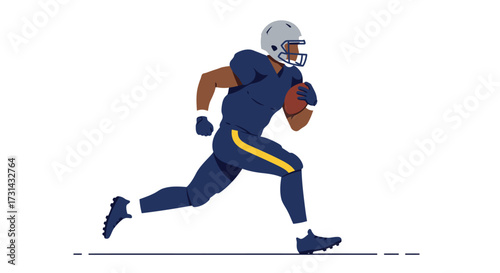 Modern Style Detailed American Football Player Running with the Ball Illustration