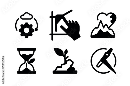 Collection of Sustainable and Environmentally Conscious Icons Promoting Green Technology and Earth Preservation for a Better World