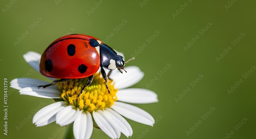 Obraz premium Ladybug on a Daisy Flower Close-up.