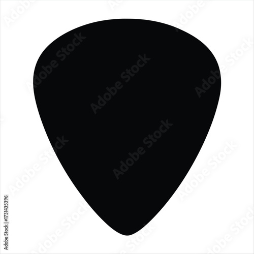 Abstract guitar pick in black color and white background, illustration